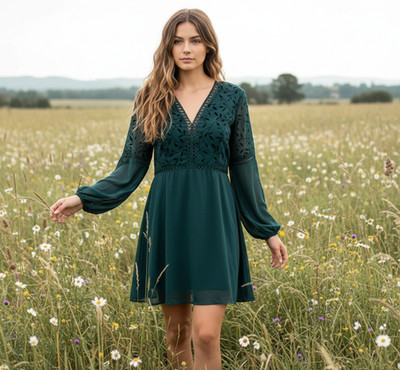 Womens 12 Mini Dress Green Fairy Grunge Whimsigoth Festival Goth Indie Moody