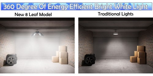 Garage Led Light Bulb 180W LED w/ 8 Adjustable Leaf Panels Garage Ceiling Light - Picture 3 of 8