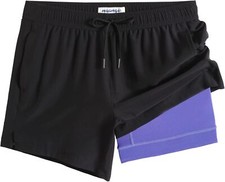 Mens 5 Inch Stretch Swim Shorts with Compression Liner Quick Dry Beach Trunks