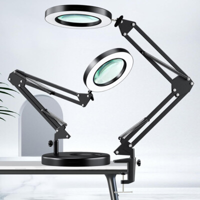 10X Magnifying Glass with Light and Stand, 2-in-1 LED Magnifier Desk Lamp for US