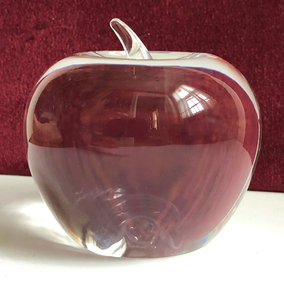Tiffany & Co Authentic Glass Apple Paperweight Crystal Signed in