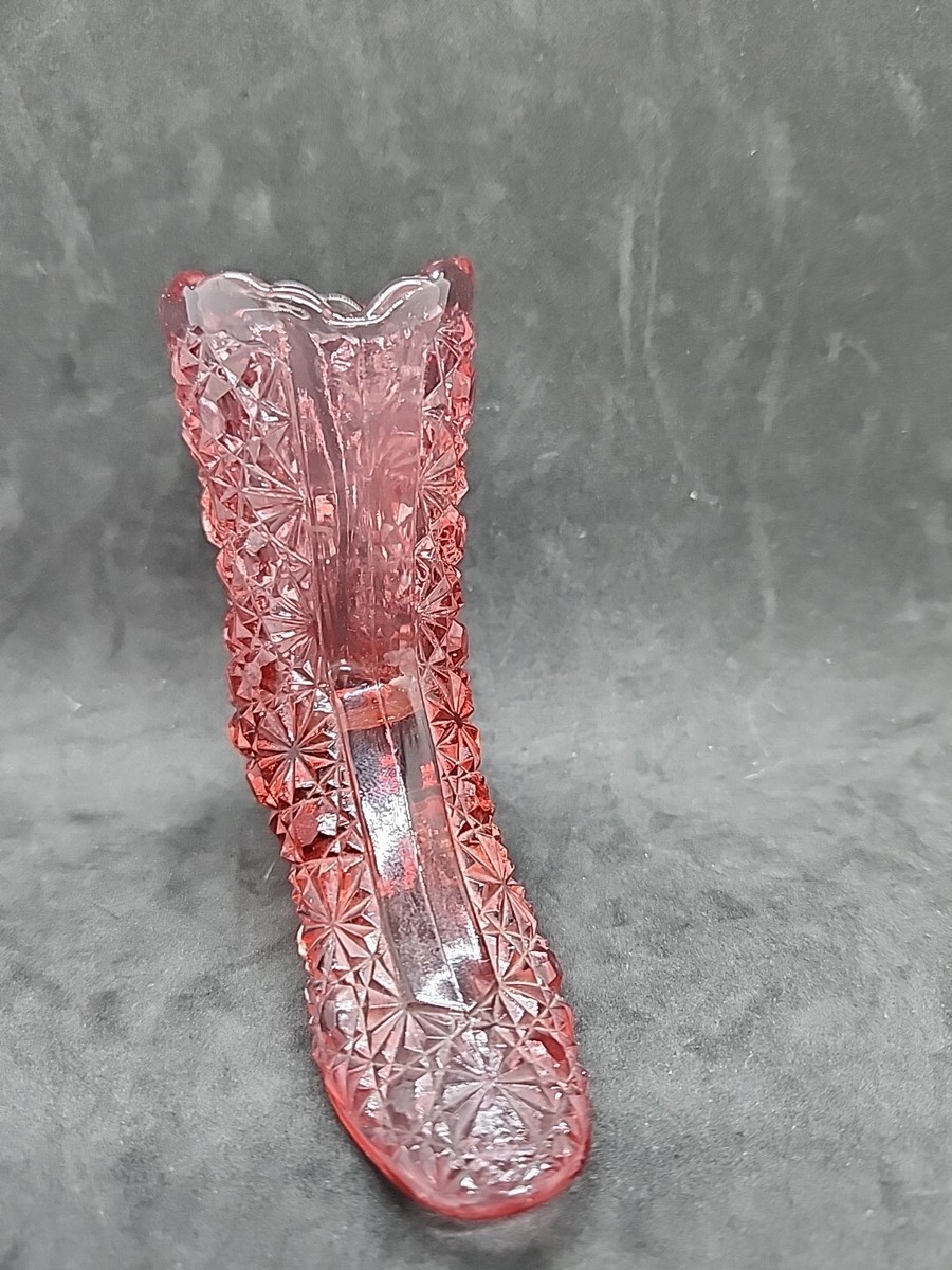 Vintage Fenton Pink Glass Daisy And Button Pattern Boot | eBay