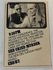 1973 small CBS tv movie ad ~ SHE CRIED MURDER ~ Telly Savalas, Linda Day George