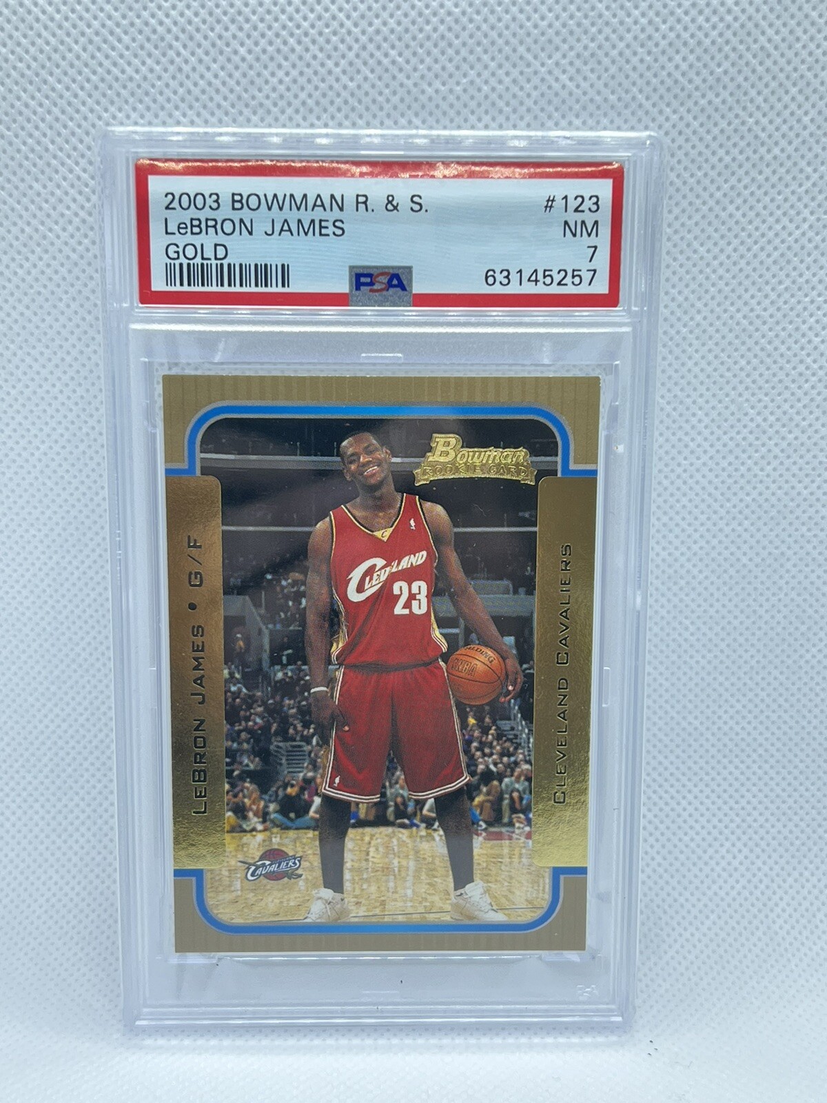 LeBron James 2003-04 Bowman Rookies & Stars GOLD #123 Rookie RC PSA 7