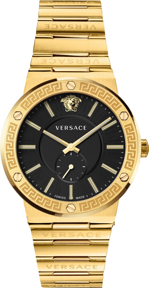 VERSACE♪セール♪ロゴ Versace VEVI00821 Greca Logo black gold Stainless Steel