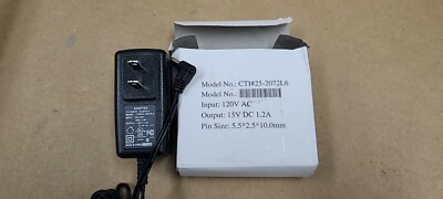New CTI#25-2072L6 15V 1.2A  100-120V (2.1 to 2.55)  AC Adapter  