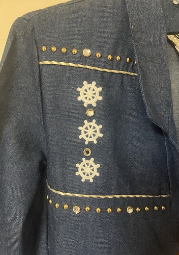 Gepetto Boating/Sailor Blue Jean Button Up Jacket Size:Medium - Picture 4 of 8