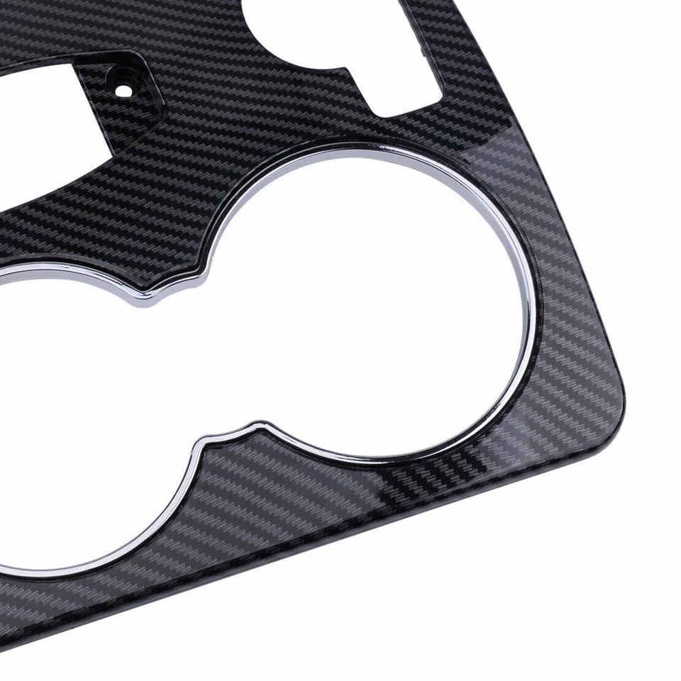 Cubierta de borde de portavasos de consola central de fibra de carbono para Benz W204 Clase C 2008-14 Foto 4 de 4
