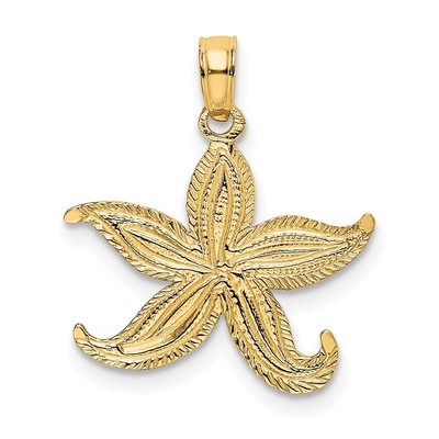 Flat Starfish Charm 10k Yellow Gold 14.2X18.3mm 0.73gm
