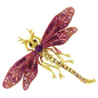 Fuchsia Pink Light Rose & Ab Crystal Dragonfly Brooch Pendant Br2974 Fuchsia Pink Light Rose & Ab Crystal Dragonfly Brooch Pendant Br2974