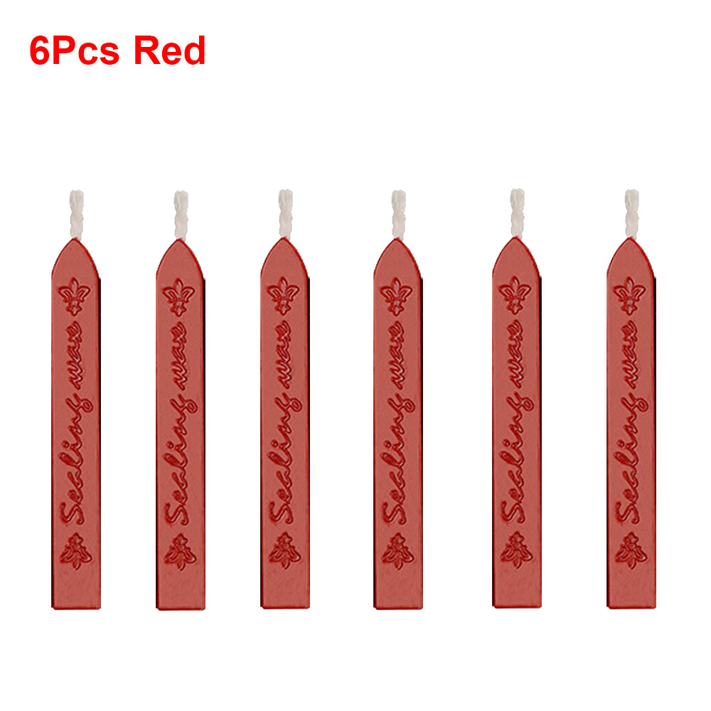 6x/12x Sealing Wax Sticks Melting Candle W/ Wicks Wax Stamp Seals Wedding Letter