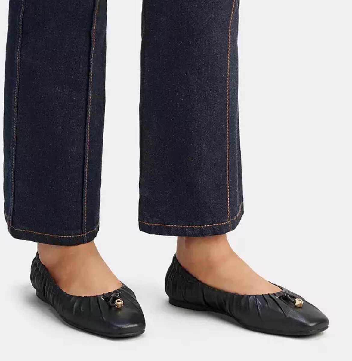 Coach Eleanor Leather Ballet Flats Shoe Size 7.5 Women Black Slip On