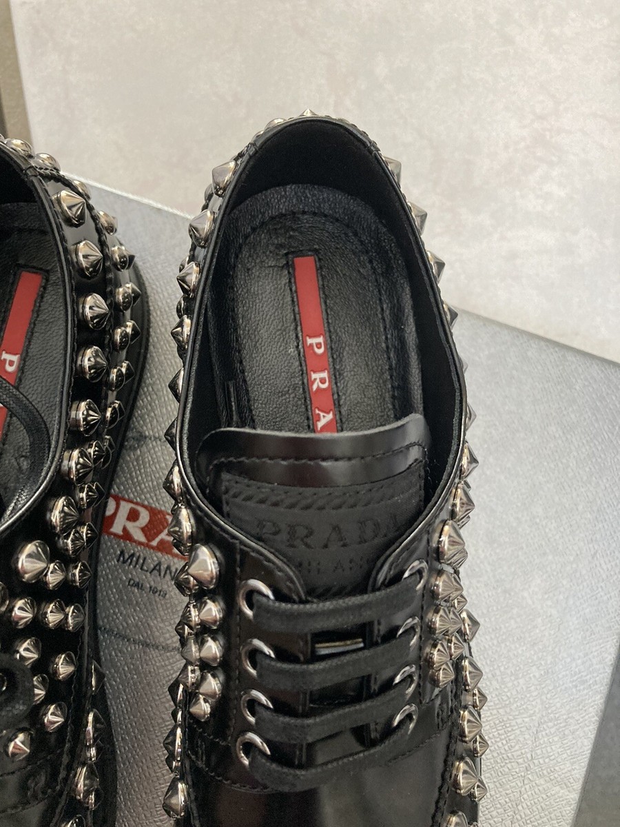 NIB 100% AUTH Prada Studded Wingtip Lace Up Sporty Oxford NIB 100% AUTH Prada Studded Wingtip Lace Up Sporty Oxford