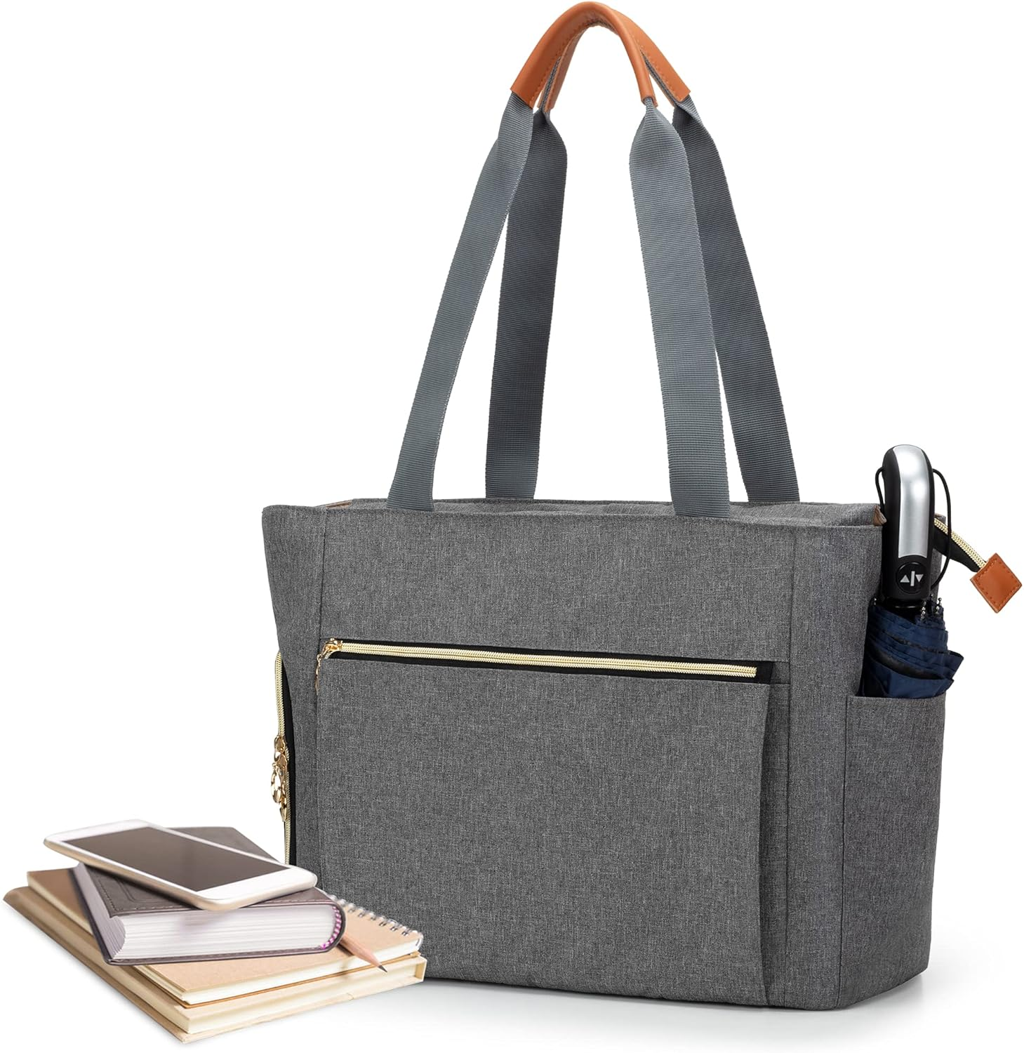 Teacher Tote Bag for Women, Teacher Work Bag with Cup Holder and Laptop Compartm