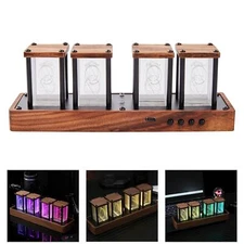 DIY Glow Tube Clock Wood Creative RGB Digital 4-Digit 6-Digit Clock Assembled