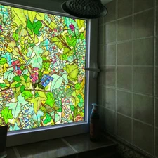 Static Cling Window Films Frosted Grapes Stained Glass Stickers Privacy Decor