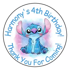 12 Personalized Stitch Birthday Party Stickers Favors Labels tags 2.5" Custom