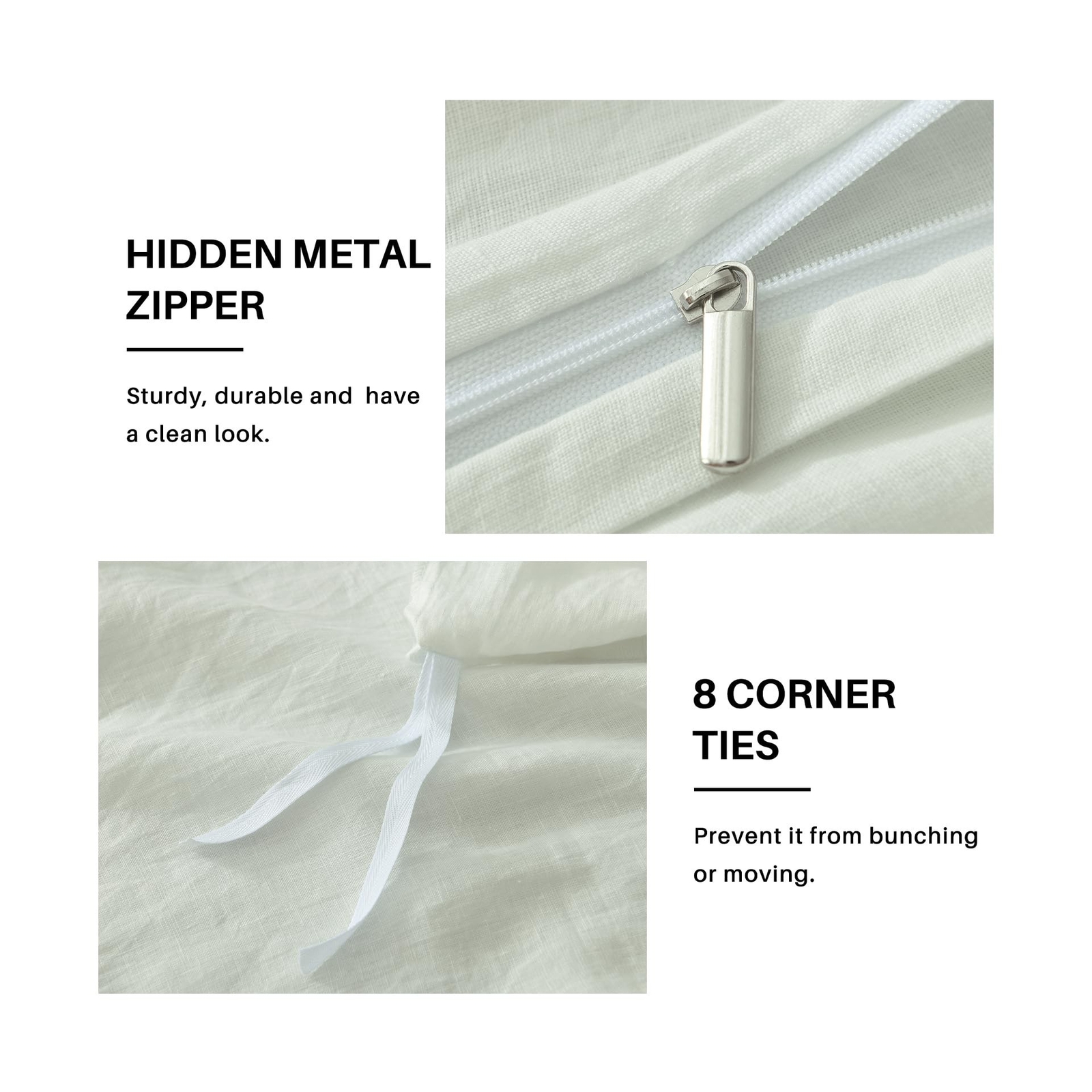 CozyQQ Linen Duvet Cover King - 100% Belgian Flax Soft Fall White King Size D...