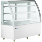 60" White 3-Shelf Curved Glass Dry Bakery Display Case with Led Lighting