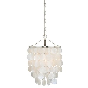Elsa Capiz Shell Vaxcel 1 Light Satin Nickel Pendant Lighting