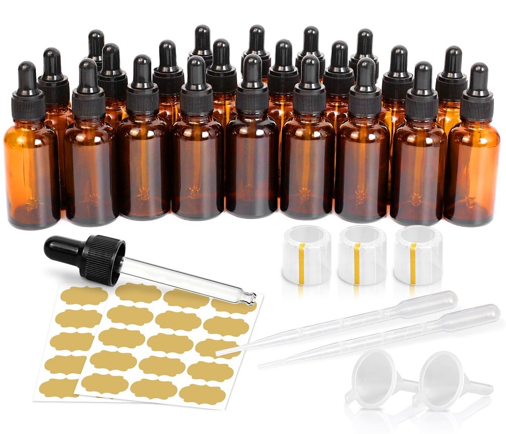 GMISUN Tincture Bottles with Dropper, 22 Pack 1 Oz Amber Glass Dropper Bottle...