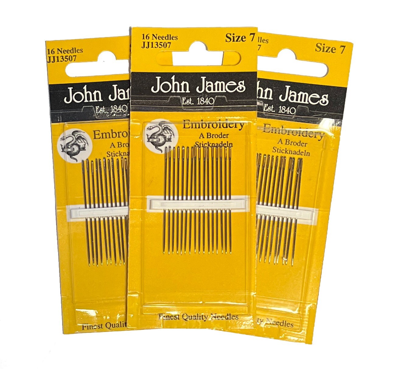 John James Size 7 Embroidery Needles, Lot of 3 Pkgs