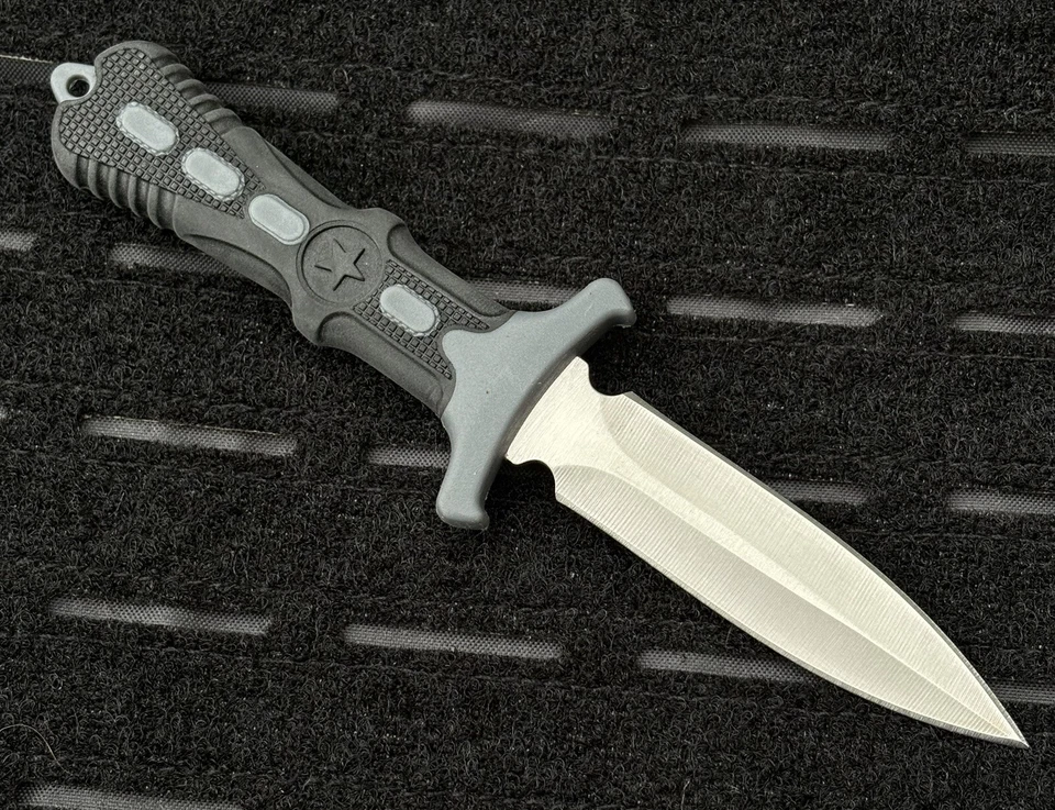 Neck Knife Full Tang Ball Chain Tactical Sheath 7” Spear Point Rubber Handle - Image 3 of 4