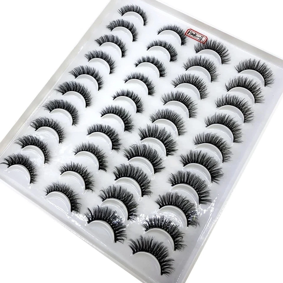 20 Pairs False Eyelashes Mink Natural Extension Black 3D Soft Lashes Makeup - Image 2 of 2