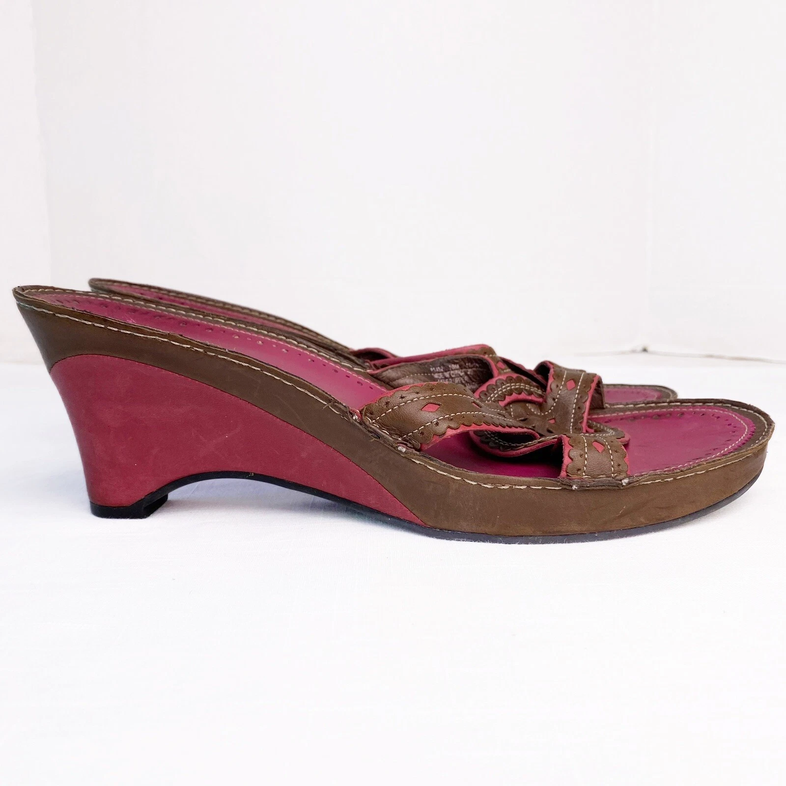 Sandali con zeppa Indigo By Clarks taglia 10 marrone rosa sandalo in pelle