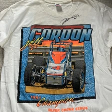RARE! Vintage Jeff Gordon Signed 1991 Silver Crown Series Champion T-shirt L 