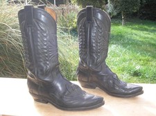 ULBARRA Cowboystiefel, Westernstiefel, Gr. 43, Schwarzes Echtleder !!!