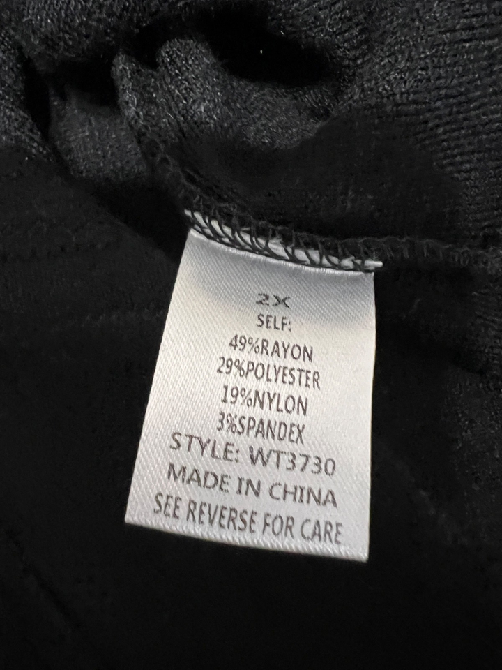 See N Be Seen Shirt Womens 2X Black Soft Textured Lounge Top Geometric