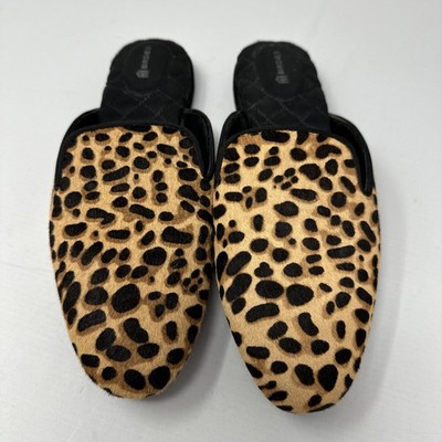 Birdies Cheetah Calf Hair The Phoebe Mules Slides Shoes Quilted Womens Size 8.5