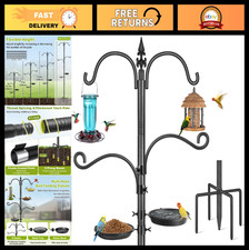 88" Heavy Duty Bird Feeder Pole - 4 Hook Feeding Station  Bath Tray for Outdoor