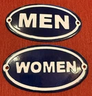 VINTAGE TOILET PORCELAIN SIGN OLD RESTROOM BATHROOM PURE GAS STATION MEN WOMEN