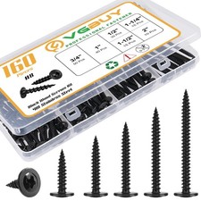 VGBUY 160Pcs 8 Modified Truss Head Wood Screws Assortment Kit, Black