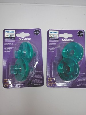 Philips Avent Soothie Pacifiers 0-3m SCF190/01 Green BPA Free Hospital Grade USA