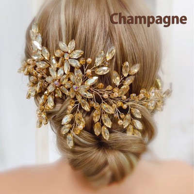 Handgefertigtes Kristall Hochzeit Haarteil Kamm Braut Voll Strass Haarschmuck