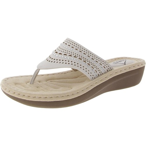 Cliffs by White Mountain Womens COMATE White Thong Sandals 7.5 Wide (C,D,W) 7022 - 第 1/3 張圖片