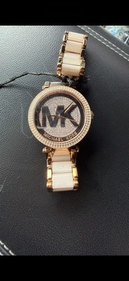 Michael Kors Women s Quartz 50m WR Rose Gold Logo Dial Two-Tone Bracelet