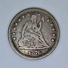 1876 VF Silver Seated Liberty Quarter,  Nice *Better Grade* Silver 25C Free Ship