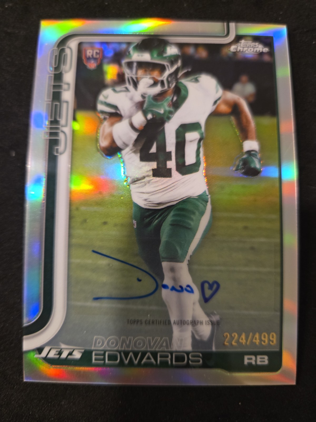 2025 Topps Chrome - Rookie Auto Donovan Edwards #RA-DE Refractor /499 Jets Sp
