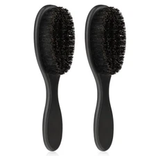 Hair Brush 2 PCS Natural Boar Bristle ABS Handle Professional Barber Brush fo...