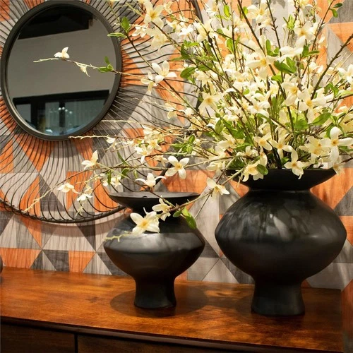 Modern Graphite Ceramic Flared Vase for Elegant Decor - Picture 1 of 3