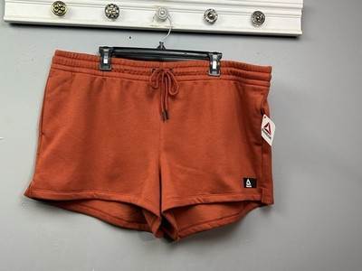 Reebok Shorts Womens 3XL Rust Orange Relaxed Fleece Sweat Drawstring Pockets