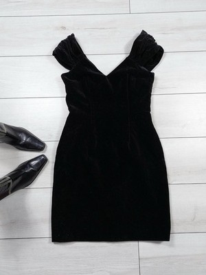 black dress monsoon Vintage Twilight Velvet Black, Film Noir Femme Fatale Size 38EUR M A-Line Bridal Dress with d&g denim dress Machine washable Color:Fog