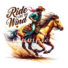 Ride like the Wind -Fabric Art Quilt Block/Panel -Western - Horse - 100 Cotton