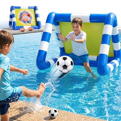 Funscape Kids Soccer Pool Toy, 2in1 Inflatable Float Soccer Goal & Ball Toss ...