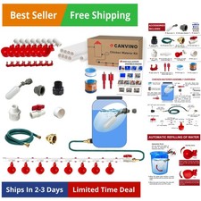 Automatic Chicken Waterer System 45 Accessories Included, Complete PVC Pipeli...