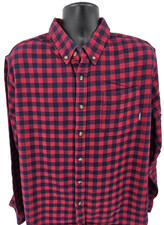 Eddie Bauer Flannel Shirt 2XL Red Black Check Button-Down Long Sleeve Men